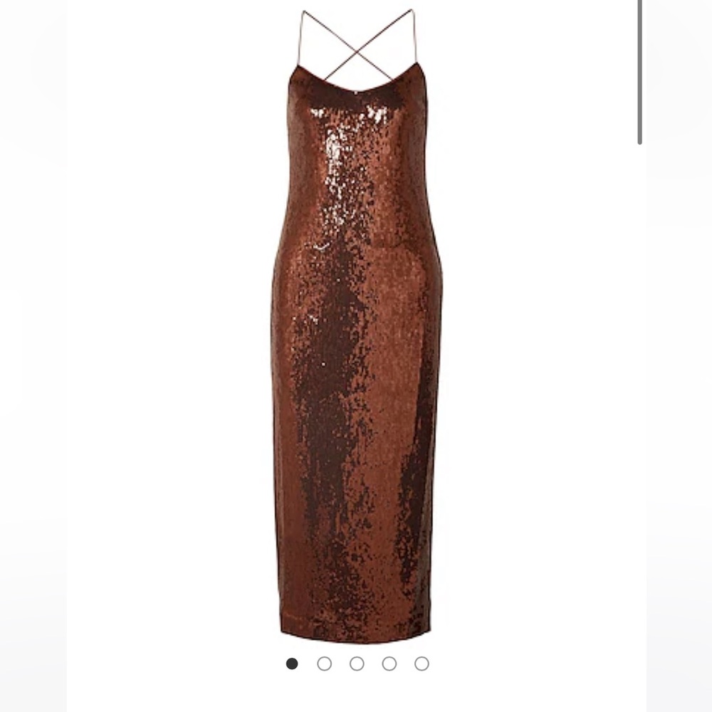 Rachel Zoe brown sequin midi dress
